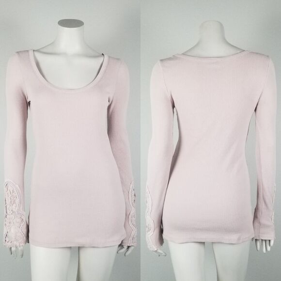 Free People Rare Crafty Cuff Green and Blush Thermal Top Bundle (2) Size Medium - Picture 6 of 13